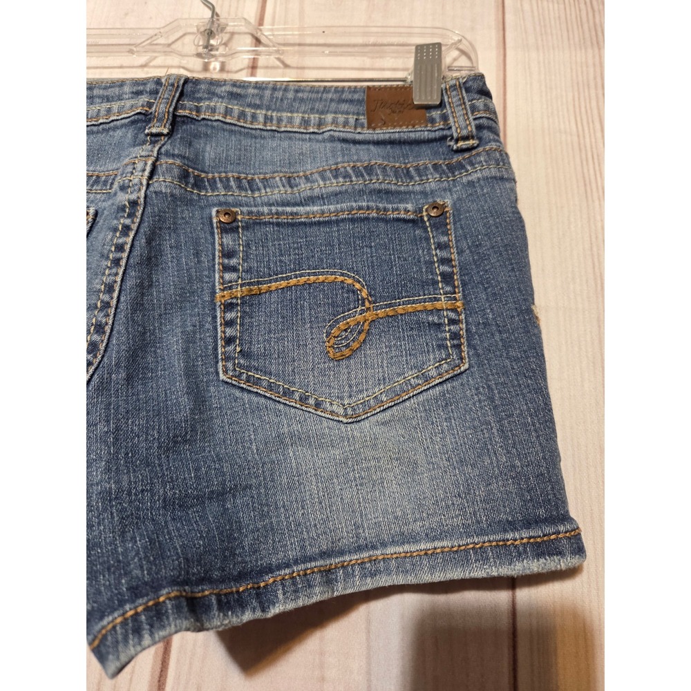 Justice Jeans‎ Girls Denim Shorts Size 12 12 5 Blue Heart Detail - Picture 3 of 7